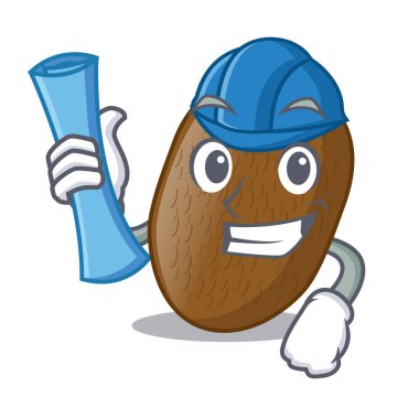 Mimar kivi karakter ahşap vektör çizim tablosu üzerinde