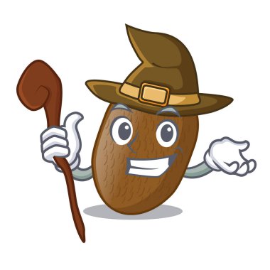 Witch Kiwi fruit juice in cartoon glass vector ilustration