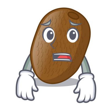 Afraid Kiwi fruit juice in cartoon glass vector ilustration