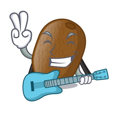 Gitar ile çizgi film cam vektör halat Kivi Meyve suyu