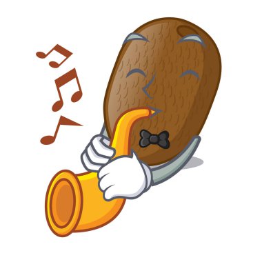 Trompet ile çizgi film cam vektör halat Kivi Meyve suyu