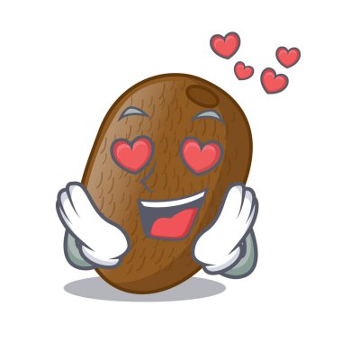 In love Kiwi fruit juice in cartoon glass vector ilustration