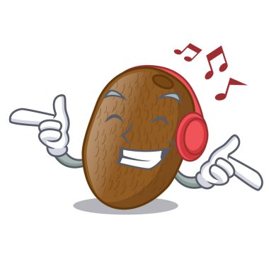 Kivi Meyve suyu çizgi film cam vektör halat içinde müzik dinlemek