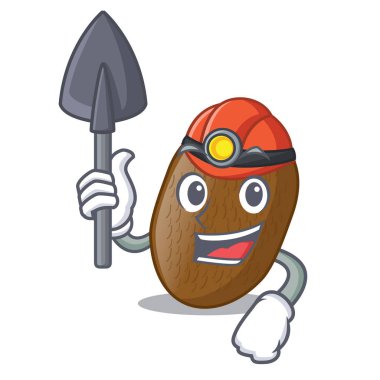 Miner Kiwi fruit juice in cartoon glass vector ilustration