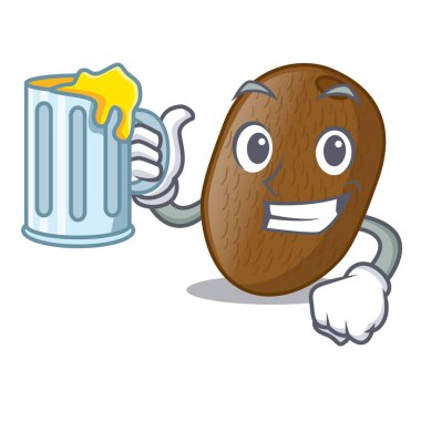 Çizgi film cam ilüstrasyonunda meyve suyu ile.