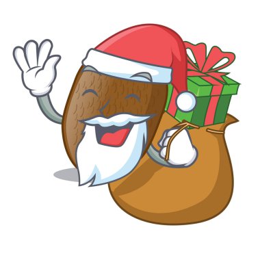 Noel Baba hediye kivi ile maskot plaka vektör çizim üzerinde yerleştirilir