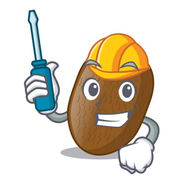 Otomotiv kivi maskot plaka vektör çizim üzerinde yerleştirilir