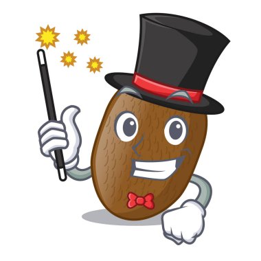 Sihirbaz kivi maskot plaka vektör çizim üzerinde yerleştirilir