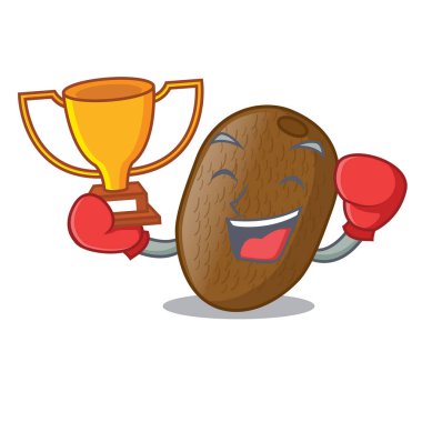 Kazanan kivi boks maskot plaka vektör çizim üzerinde yerleştirilir