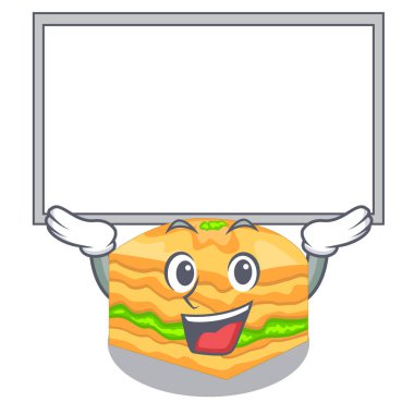 Tahtayı karikatür baklava tabak vektör çizim üzerinde servis edilir