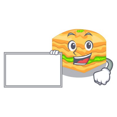 Kurulu ile karikatür baklava tabak vektör çizim üzerinde servis edilir