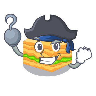 Korsan çizgi film baklava tabak vektör çizim üzerinde servis edilir