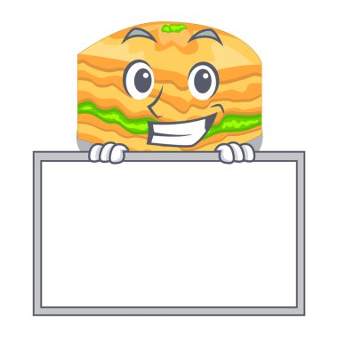 Yönetim Kurulu karikatür baklava sırıtarak plaka vektör çizim üzerinde servis edilir