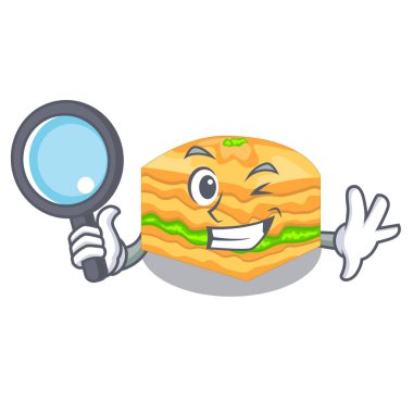 Dedektif karikatür baklava ahşap boardsvector resimde üzerinde