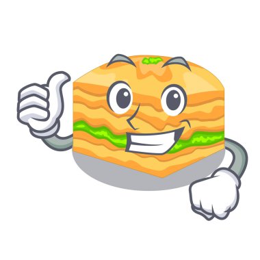 Başparmak yukarıya üzerinde ahşap boardsvector illüstrasyon karikatür baklava