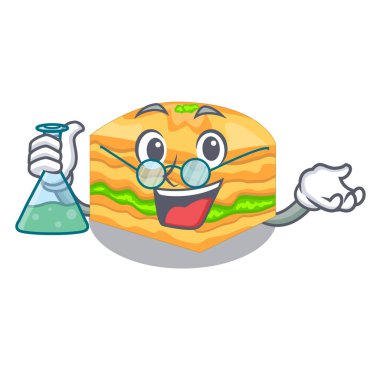 Professor cartoon baklava on the wooden boardsvector illustration