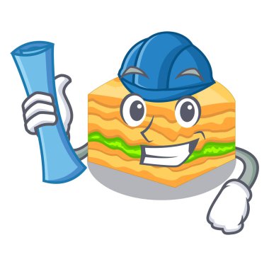 Mimar karikatür baklava ahşap boardsvector resimde üzerinde