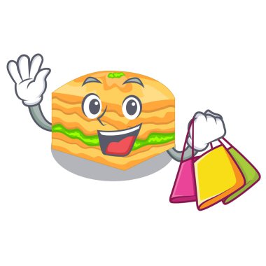 Çizgi film baklava ahşap boardsvector resimde üzerinde alışveriş