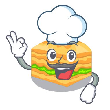 Şef karikatür baklava ahşap boardsvector resimde üzerinde