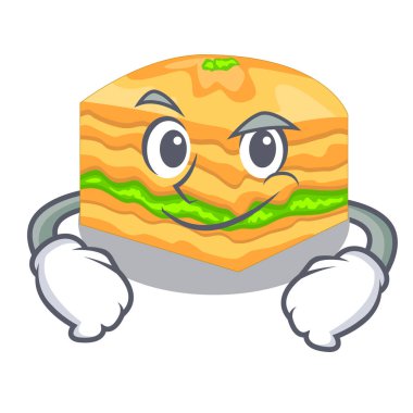 Ahşap boardsvector resimde üzerinde Smirking karikatür baklava