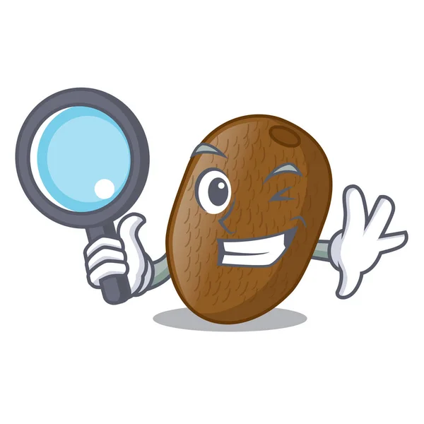 Detektif Kiwifruit Atas Meja Gambar Vektor Kayu Karakter - Stok Vektor
