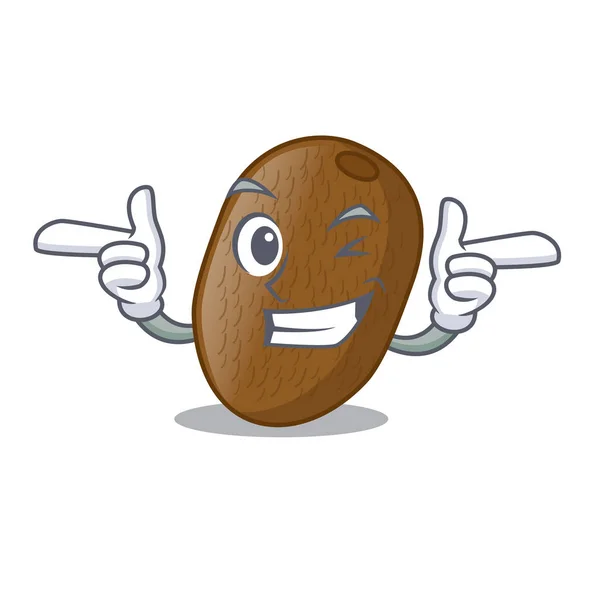 Wink Kiwifruit Atas Tabel Karakter Gambar Vektor Kayu - Stok Vektor