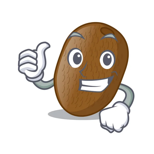 Thumbs Kiwifruit Table Character Wood Vector Illustration - Stok Vektor