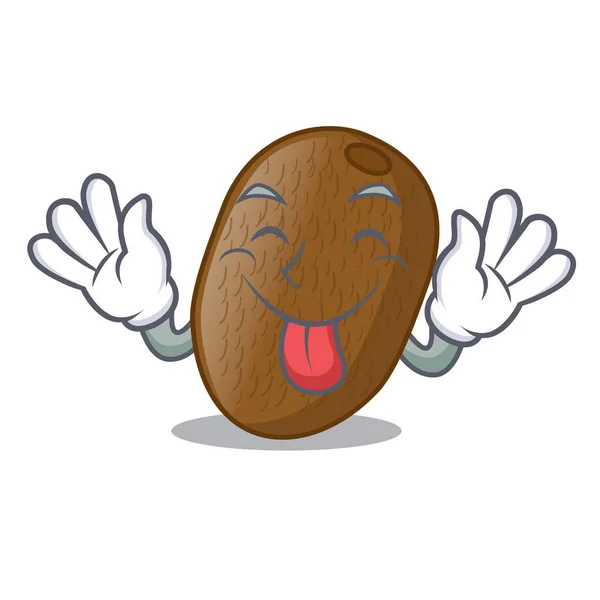 Tongue Out Kiwifruit Placed Mascot Plate Vector Illustration — 스톡 벡터