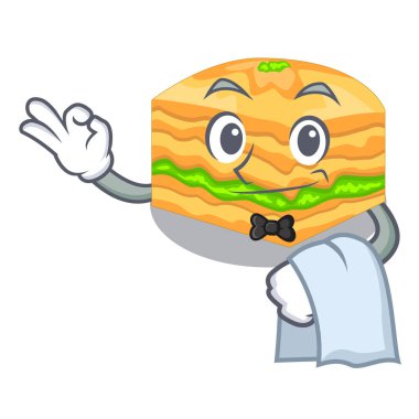 Waiter baklava in a the character bowl vector illustration