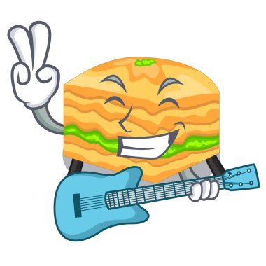 Gitar baklava ile bir karakter kase vektör çizim