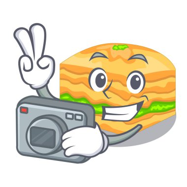 Fotoğrafçı baklava bir karakter kase vektör çizim