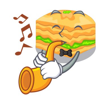 Trompet baklava ile bir karakter kase vektör çizim