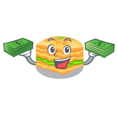 Para çantası baklava ile bir karakter kase vektör çizim