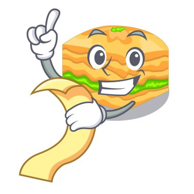 Menü baklava ile bir karakter kase vektör çizim