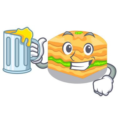 Suyu baklava ile bir karakter kase vektör çizim