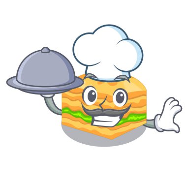 Chef with food baklava in a the character bowl vector illustration