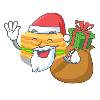 Noel Baba hediye baklava ile izole maskot vektör çizim ile