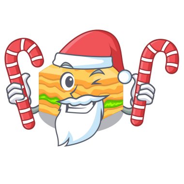 Santa şeker baklava ile izole maskot vektör çizim ile