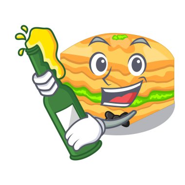 Bira ile baklava izole maskot vektör çizim ile