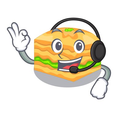 Kulaklık ile baklava izole maskot vektör çizim ile