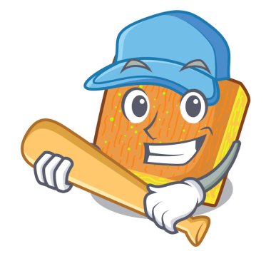 Beyzbol kunafa hazır oynuyor çizgi film plaka vektör çizim üzerinde hizmet