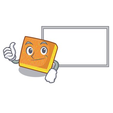 Çizgi film plaka vektör çizim üzerinde hizmet başparmak yukarıya ile Yönetim Kurulu kunafa hazır