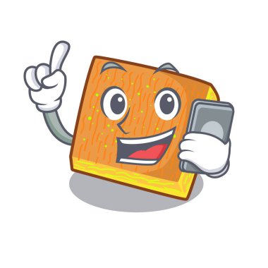 Telefon ile kunafa hazır karikatür plaka vektör çizim üzerinde hizmet.