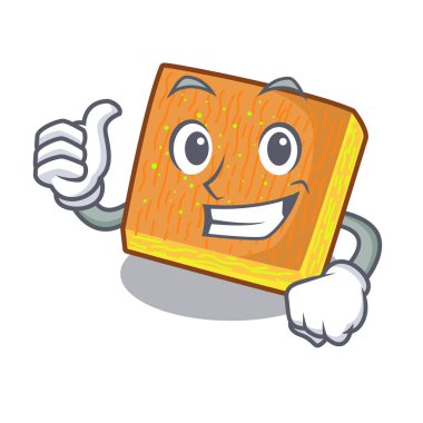 Thumbs up kunafa cartoon on a wooden table vector illustration