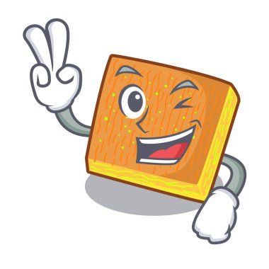 Bir ahşap masa vektör çizim üzerinde iki parmak kunafa çizgi film