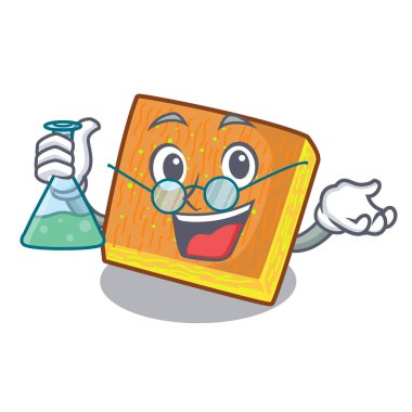 Profesör kunafa bir ahşap masa vektör çizim karikatür