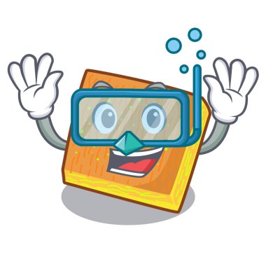 Bir ahşap masa vektör çizim üzerinde dalış kunafa çizgi film