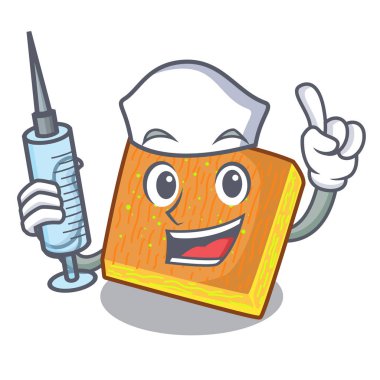 Hemşire kunafa bir ahşap masa vektör çizim karikatür