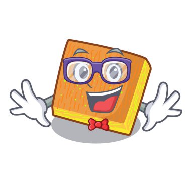 Geek kunafa karikatür bir ahşap masa vektör çizim