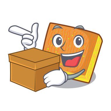 With box kunafa cartoon on a wooden table vector illustration